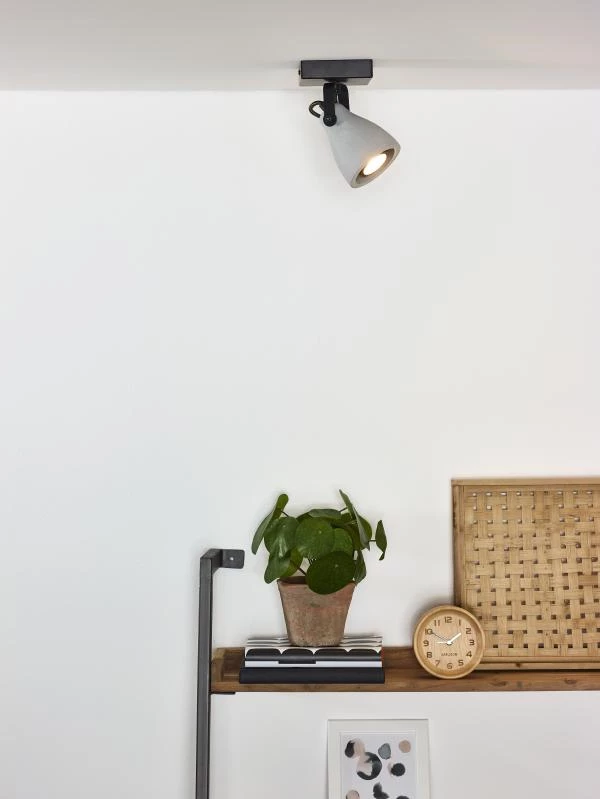 Lucide CONCRI-LED - Spot plafond - Ø 9 cm - LED Dim. - GU10 - 1x5W 3000K - Noir - ambiance 1